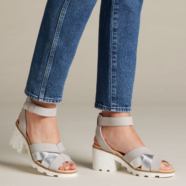 Clarks Womens Rene Daisy Sandals Silver | CA-1489562